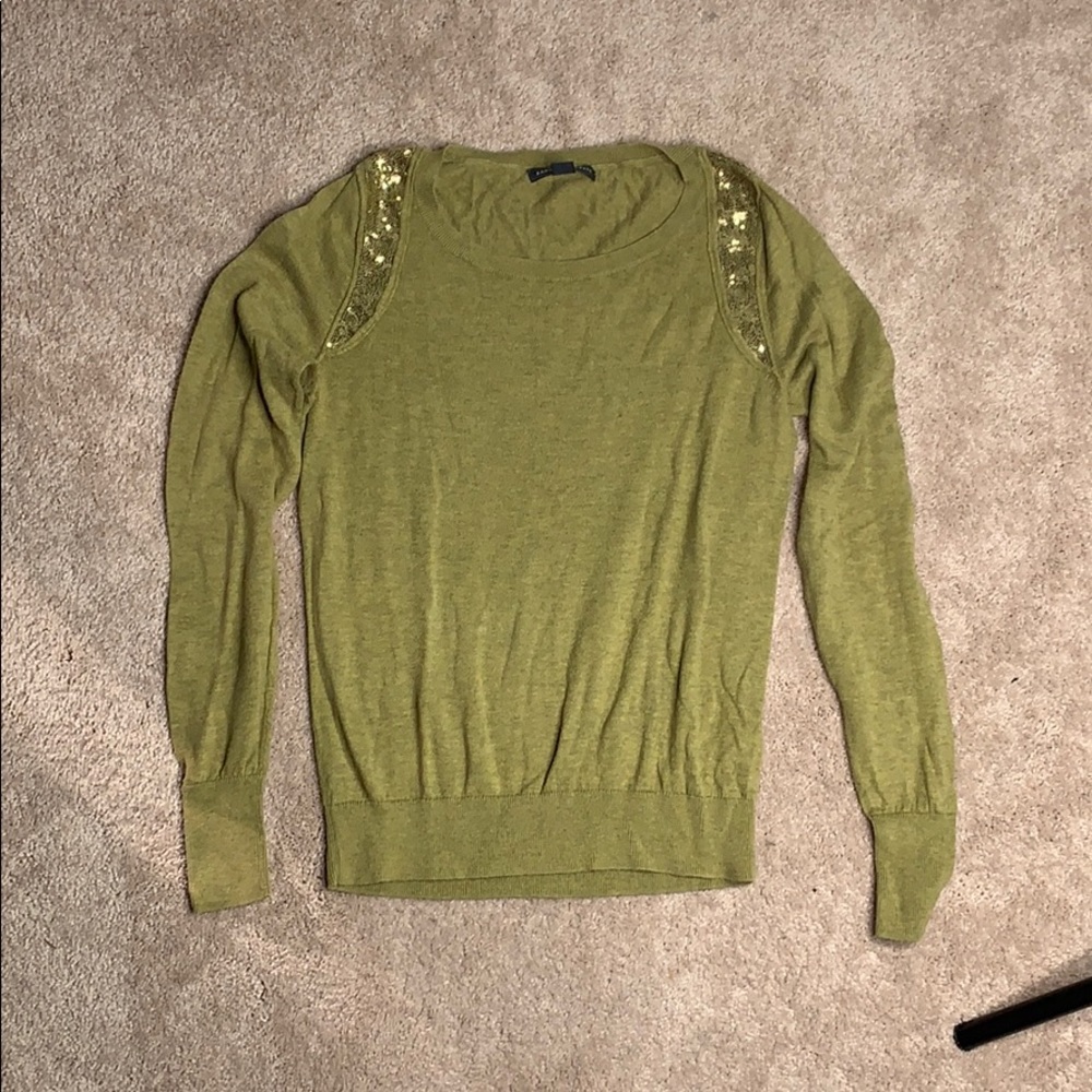 Banana Republic olive green sequined sweater